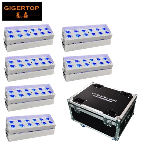 6in1 flight case Tiptop сценический прожектор TP-G3037-6IN1 12x18 Вт Tyanshine RGBWA UV 6 цветов DMX батарея беспроводной светодиод настенная шайба Свет белый/черный - Цвет: 6in1 flight case