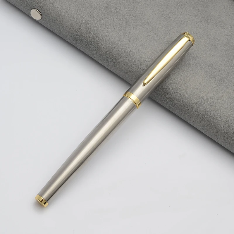 

Baoer High Quality Luxury Full Metal Ballpoint Pen Silver Plating Gel Ball Pens Business Writing Signing School Office Supplies
