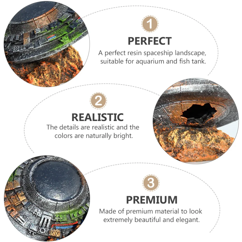 

1Pc Emulation UFO Wreck Adornment Creative Spaceship Fish Tank Ornament