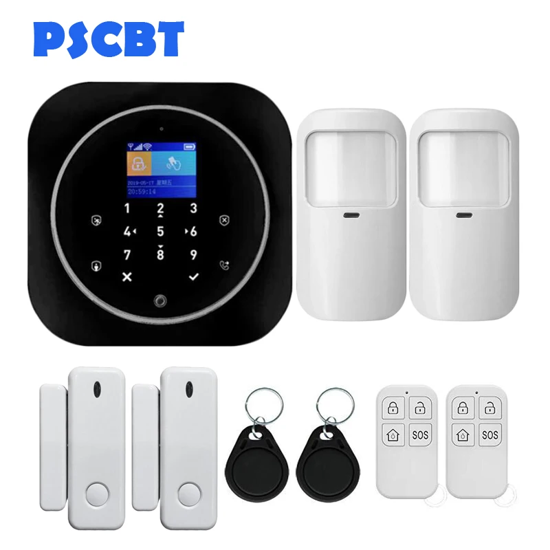 Kit 14 PS12 Tuya домашняя охранная Wi-Fi сигнализация GSM SIM карта телефон дозвон приложение дистанционное управление 11 видов языков вор охранная сигнализация - Color: Kit 14