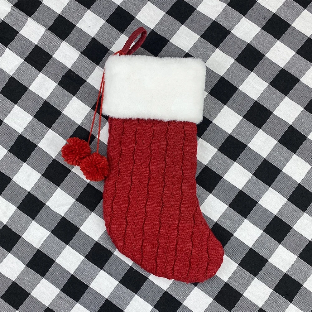 

Christmas Knitted Socks Gift Bag Christmas Gift Bag Christmas Ornaments Supplies Pendant Three-piece Set