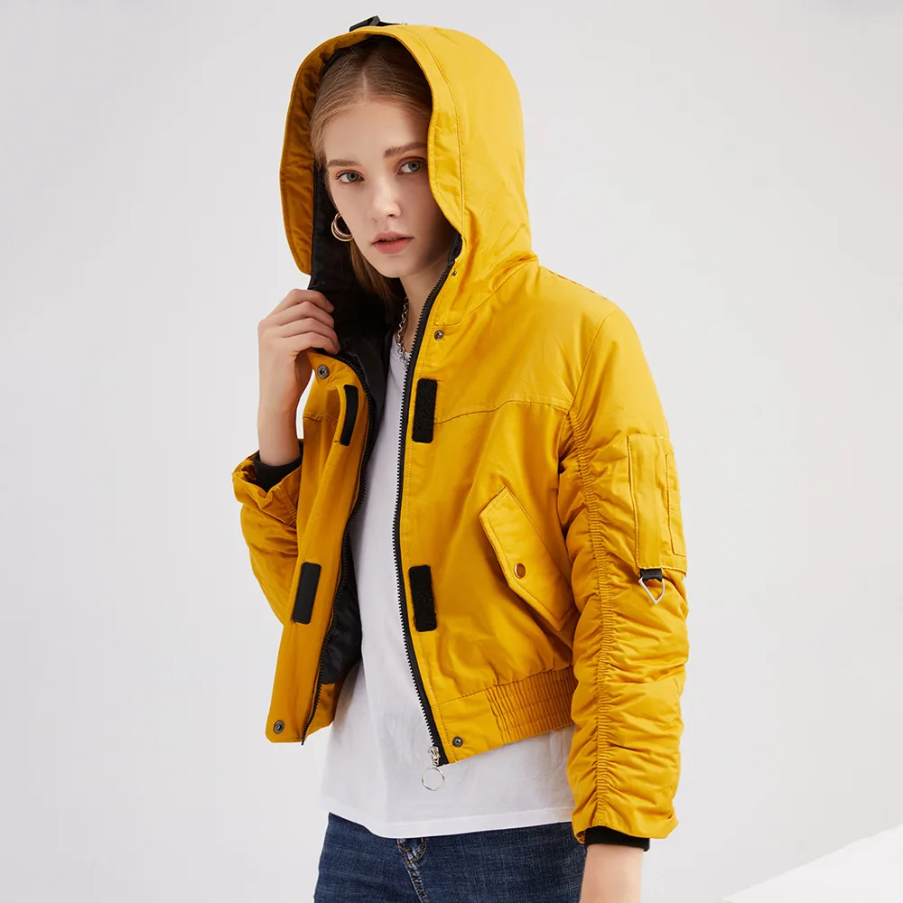 

Women's Cropped Hooded Quilted Parka Women Autumn Winter Casual Crop Puffer Jacket Woman Short Coat Cotton Padded Outerwear