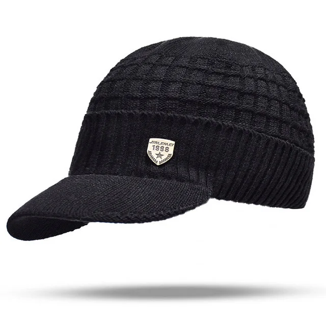 Simpe Winter Hat Skullies Beanies Hats Winter Beanies For Men Women Wool Scarf Caps Balaclava Mask Gorras Bonnet Knitted Hat - Цвет: Black hat