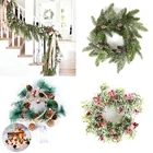 Рождественский венок Барри шишки искусственные лозы Висячие цветочные листва гирлянда Рождественские украшения для дома Navidad Natal 2021