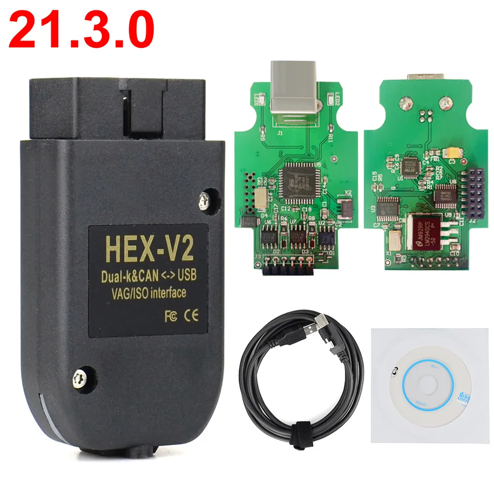 Vag Com 21.3 Interface Hex V2 Vagcom Obd2 Scanner Diagnostic Tool FOR VW AUDI Skoda Seat ATMEGA162+16V8+FT232RQ | Автомобили и