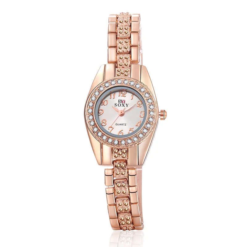 Rose Gold SOXY модный роскошный браслет со стразами кварцевые женские часы розовое золото часы женские reloj mujer женские часы bayan kol saati - Цвет: Rose Gold