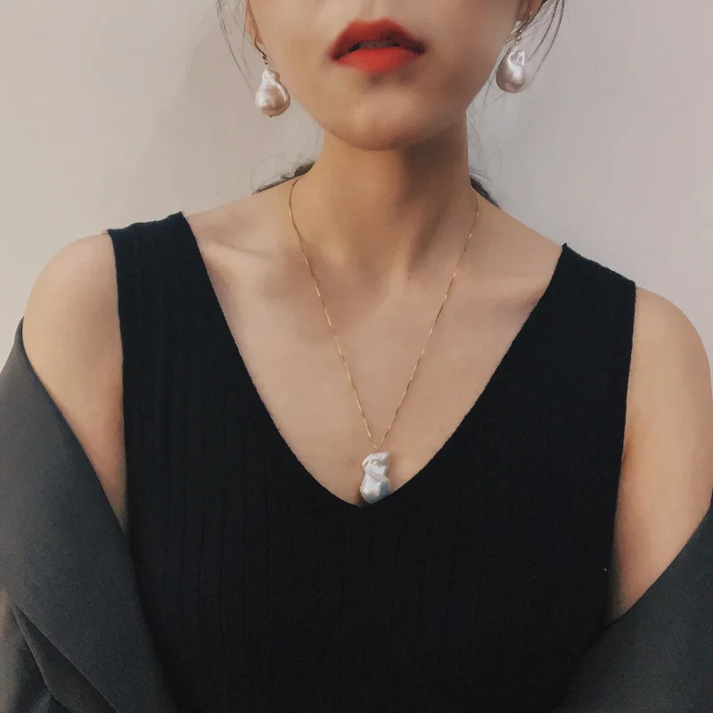 Модное ожерелье из натурального жемчуга в стиле бохо, барокко, высокое ювелирное изделие, Дамское очаровательное красивое ожерелье с подвеской, женские рождественские подарки, новинка