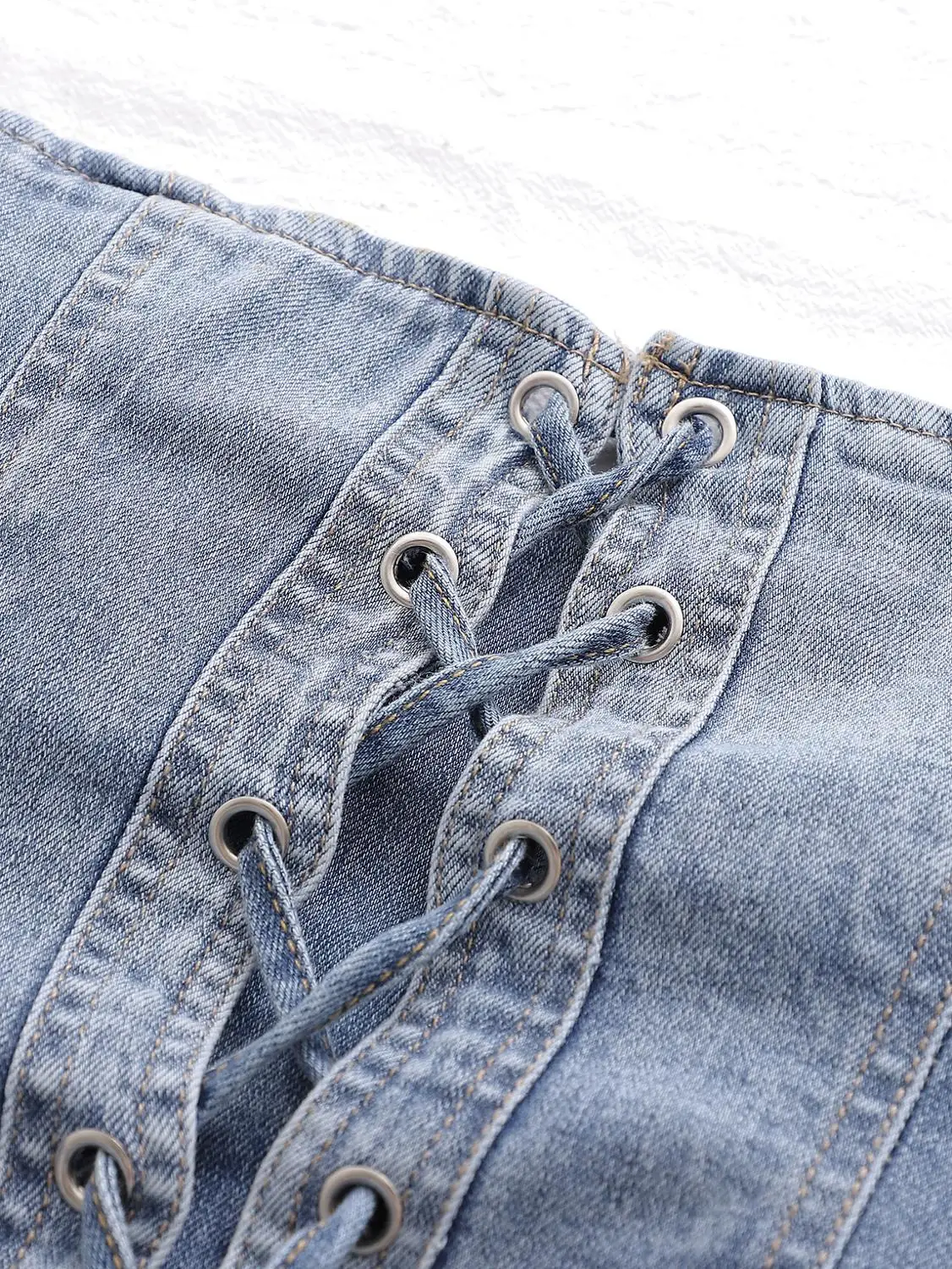 

women sexy summer lace up demin top