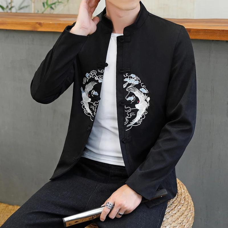 

Autumn New Jacket Men Chinese Style Men's Wear Chinese Tang Style Coat Cotton Linen Coat Retro Traditional Top Plus Size