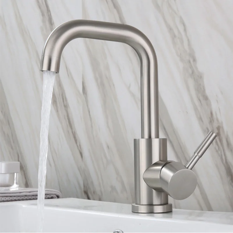 Смеситель для раковины из нержавеющей стали 304 смеситель с одной ручкой и одним