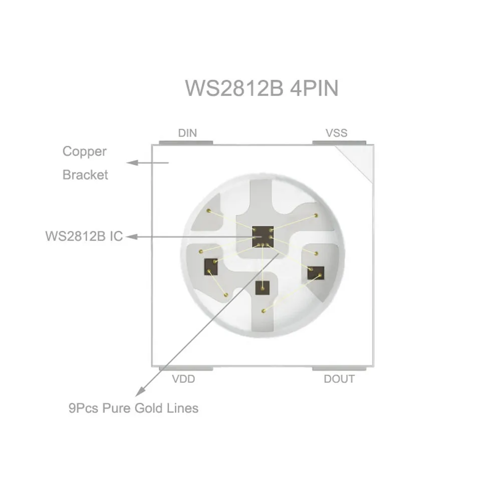10-1000 шт. DC5V WS2812B RGB светодиодный чип 5050SMD черный/белый PCB WS2812 индивидуально