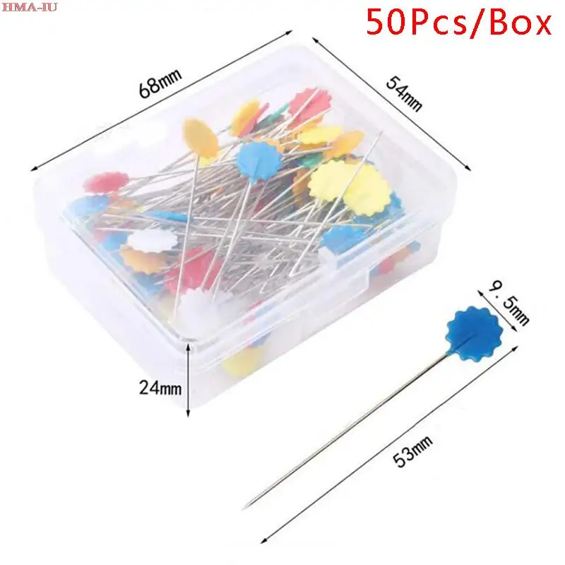 50Pcs Butterfly Flat Head Sewing Pin Mixed Colors Dressmaking Sewing Tool Needle