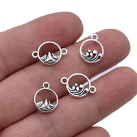 40pcs silver plated wave mountain charms pendants for jewelry making bracelet necklace diy accessories handmade craft