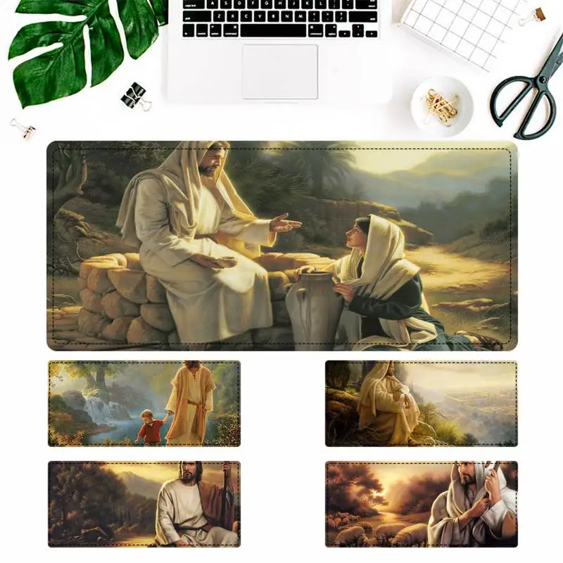 

Fashion Jesus Christ Art God bless you Gaming Mouse Pad Gamer Keyboard Maus Pad Desk Mouse Mat Game Accessories For Overwatch