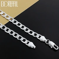 doteffil 925 sterling silver 1618202224 inch 8mm flat sideways chhain necklace for women man fashion wedding charm jewelry