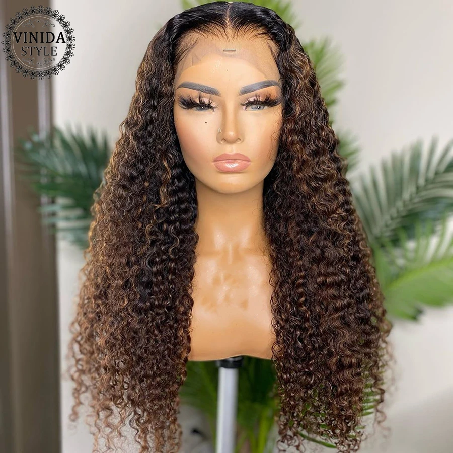 Парики из натуральных волос VINIDA вьющиеся 13 х6 T плотность 150% с застежкой сверху