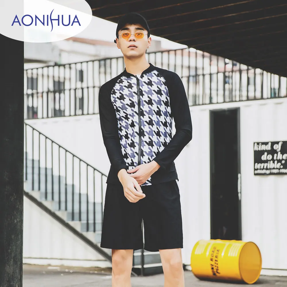 Мужская UPF 50 + молния спереди с длинным рукавом рубашка и шорты из двух частей