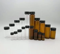 10pcslot 3ml to 50ml clear brown glass seal bottle reagent sample vials with plastic lid screw cap