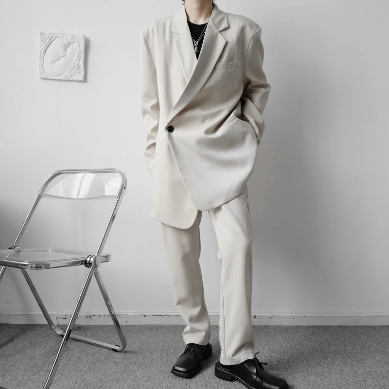 

Male Suits Men's Suits Sets Jacket Pant Korean Style Niche Design Japanese Streetwear Vintage Loose Casual Suit Blazer Pant