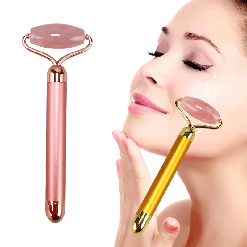 

Электрический нефритовый ролик для похудения, массажа лица, лифтинг, вибрирующий натуральный нефритовый ролик из розового кварца, камень, и...