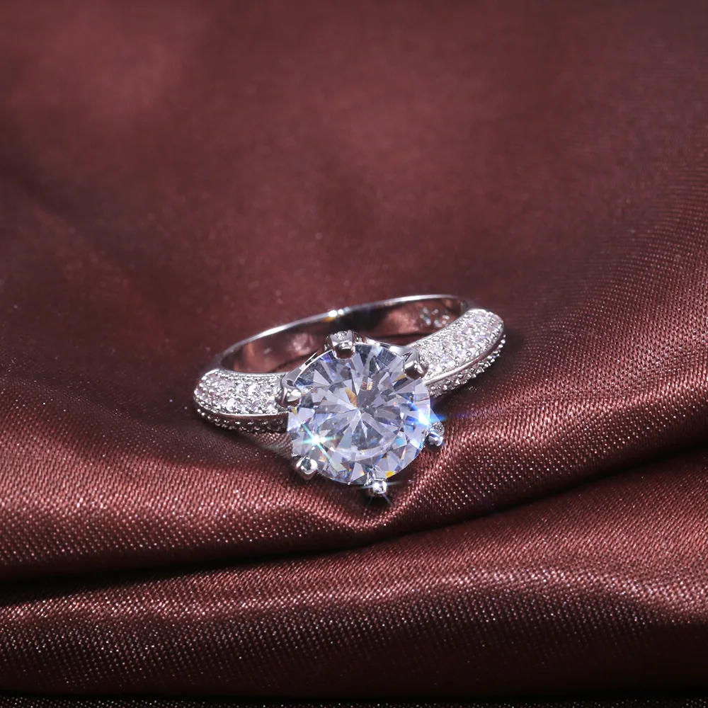 

solitaire Promise Rings for women 925 Sterling silver 3ct AAAAA cz Female Wedding Band Ring Engagement Bridal Fine Jewelry Gift