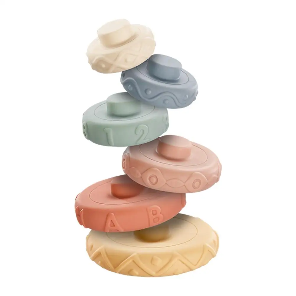 

2021 Novel Baby Silicone Stacking Rings Montessori Toys Baby Early Educational Toys Infant Stackable Ring Kit For 6-12 Months