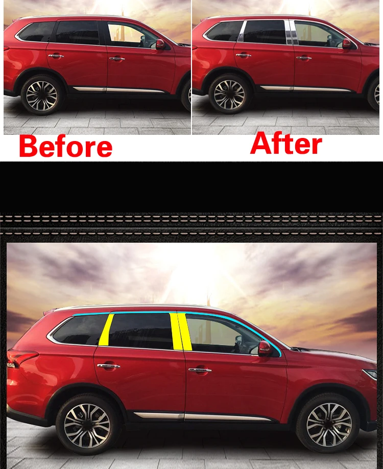Для Mitsubishi Outlander 2016 2017 автомобильные оконные рамы средняя решетка отделка стойки