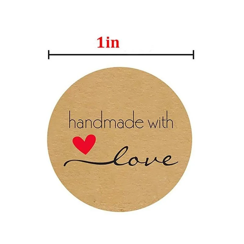 

Natural Handmade Round Love Shape Kraft Paper Stickers On Labels 500* Wedding Roll Decoration Stickers Volume A Party