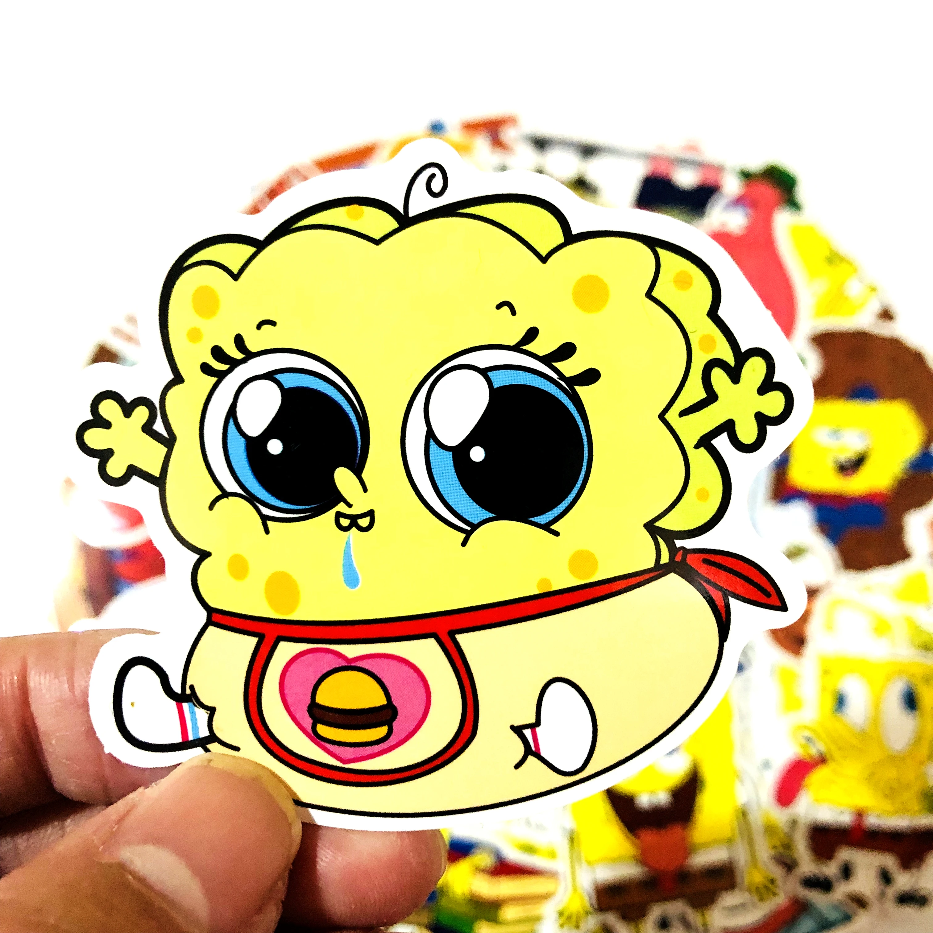 50/100 шт. водонепроницаемые наклейки из ПВХ с мультипликационным рисунком губки