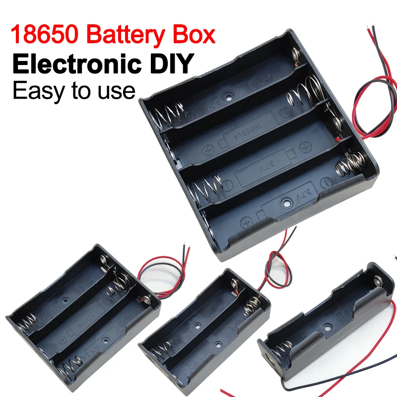Nouveau 18650 boîtiers de batterie externe 1X 2X 3X 4X 18650 support de batterie boîte de rangement 1 2 3 4 fente Batteries conteneur avec fil plomb