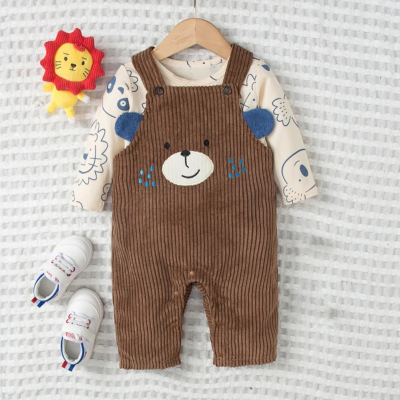 

Baywell 2Pcs/Set Autumn Spring Infant Clothes Set Cute Long Sleeve Top Cartoon Bear Toddler Baby Overall Clothing Suit 6M-3Y