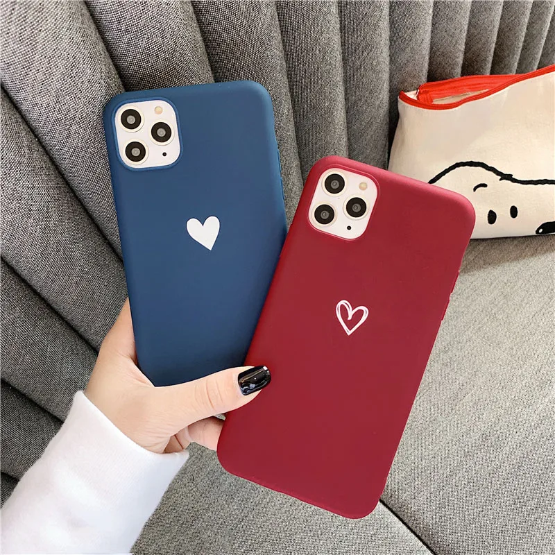 Чехол для телефона Love Heart Couples iPhone 11 Pro X XR XS Max SE 2020 6 6S 7 8 Plus 5 конфетный Цвет Мягкий