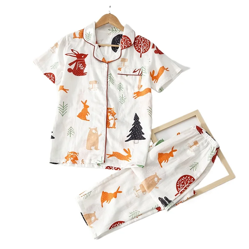 Женские шорты с короткими рукавами женская пижама на лето хлопковая Милая