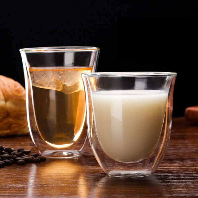 2 шт./лот двойная стеклянная чашка кофейная кружка высокая боросиликатная