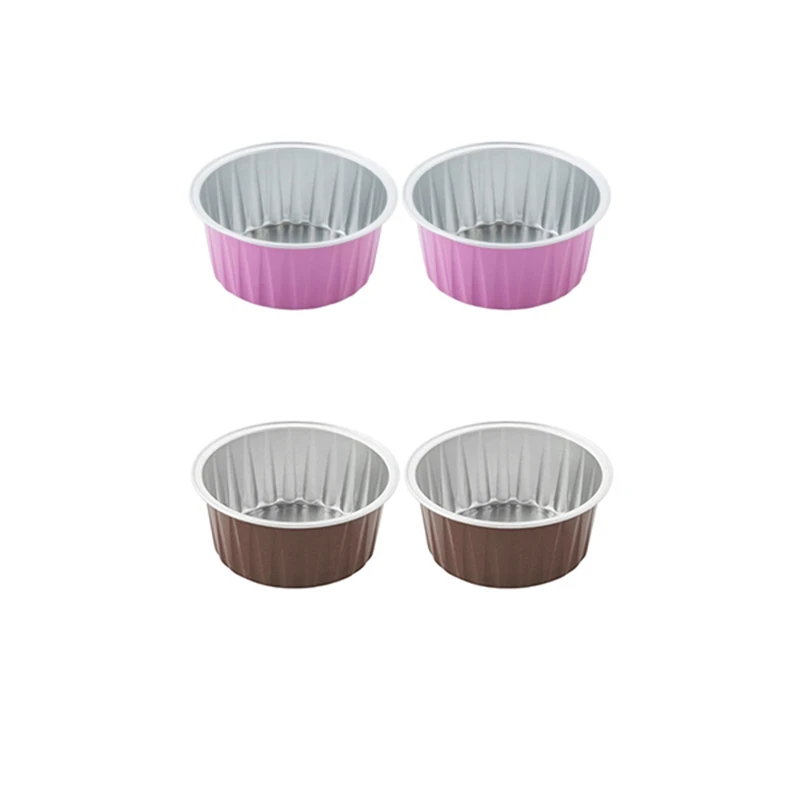 

2 Set 125Ml Disposable Cake Baking Cups Muffin Liners Cups with Lids Aluminum Foil Cupcake Baking Cups, Rose Red & Brown
