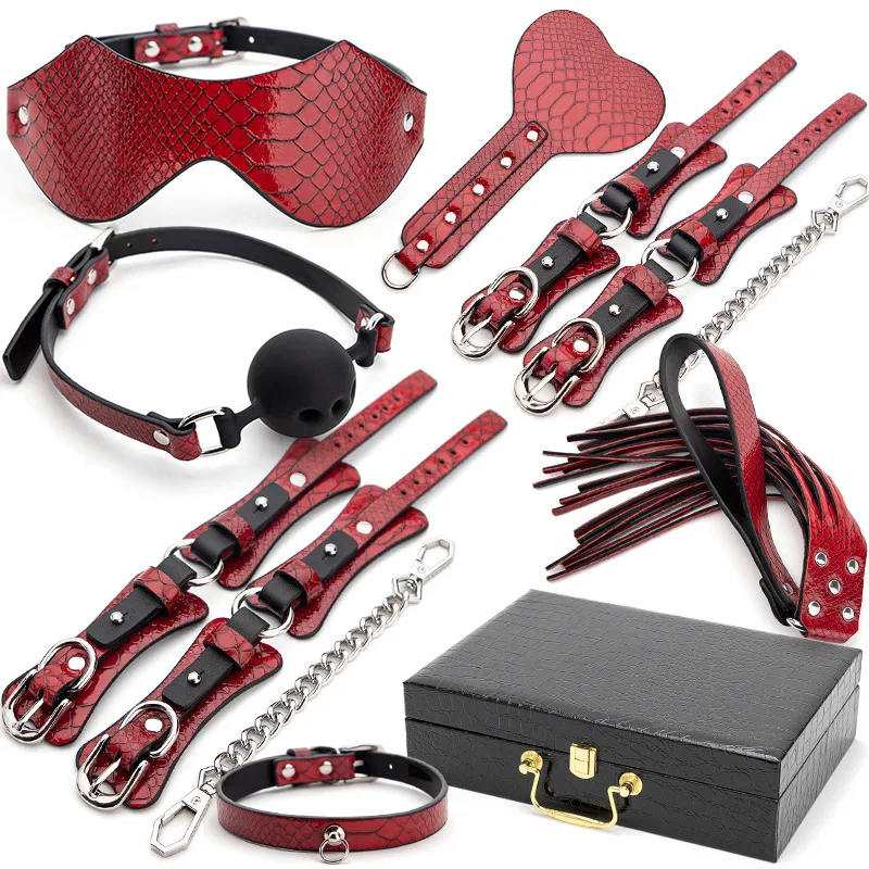 

Crocodile print SM7 set for couples flirting in bed conditioning supplies female slave bound handcuffs collar adult toys18