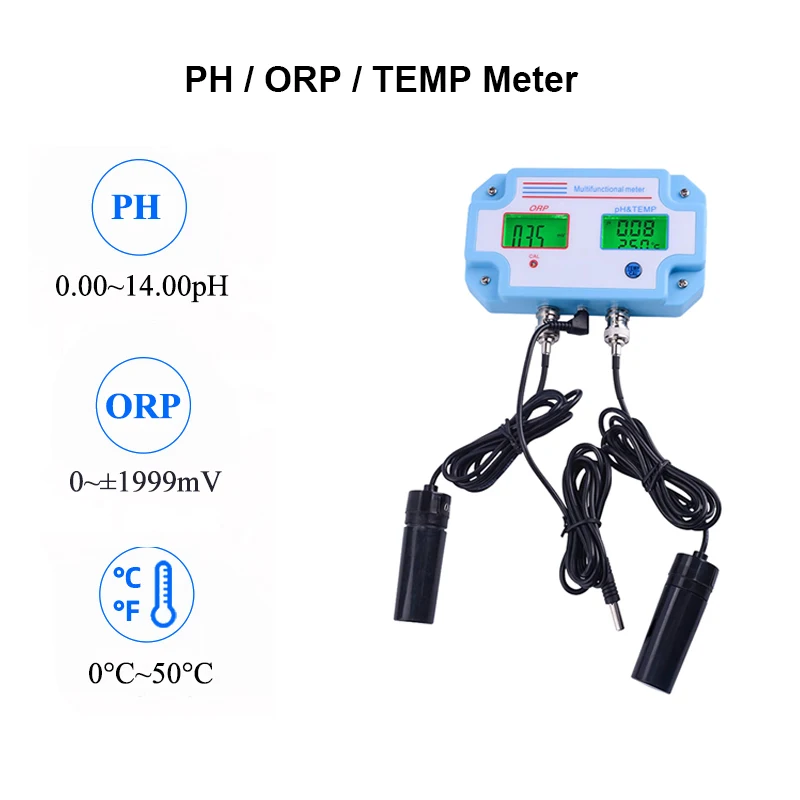 3 in 1 PH ORP Temperature Meter Monitor Aquarium Hydroponics Swimming Pool Drink Water Quality Analyzer Acidimeter Redox Tester