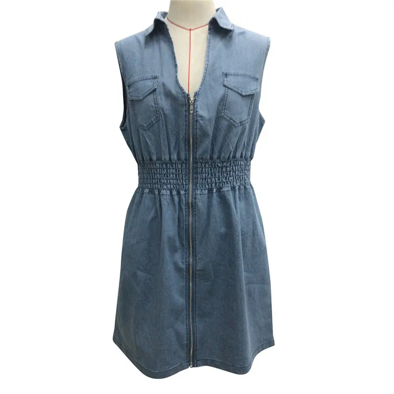 Женское летнее платье больших размеров богемное повседневное джинсовое на