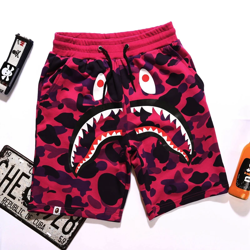 

Shark Mouth Camouflage Shorts Half Pants Green&Blue&Purple M~2XL
