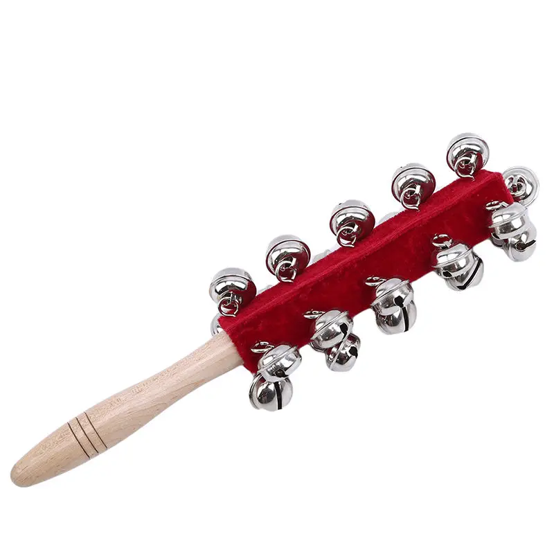 

Warm Wooden Handheld 21 Jingle Bells Bar Sleigh Stick Kids Toy Percussion Instrument Toy For KTV Party Children Kid