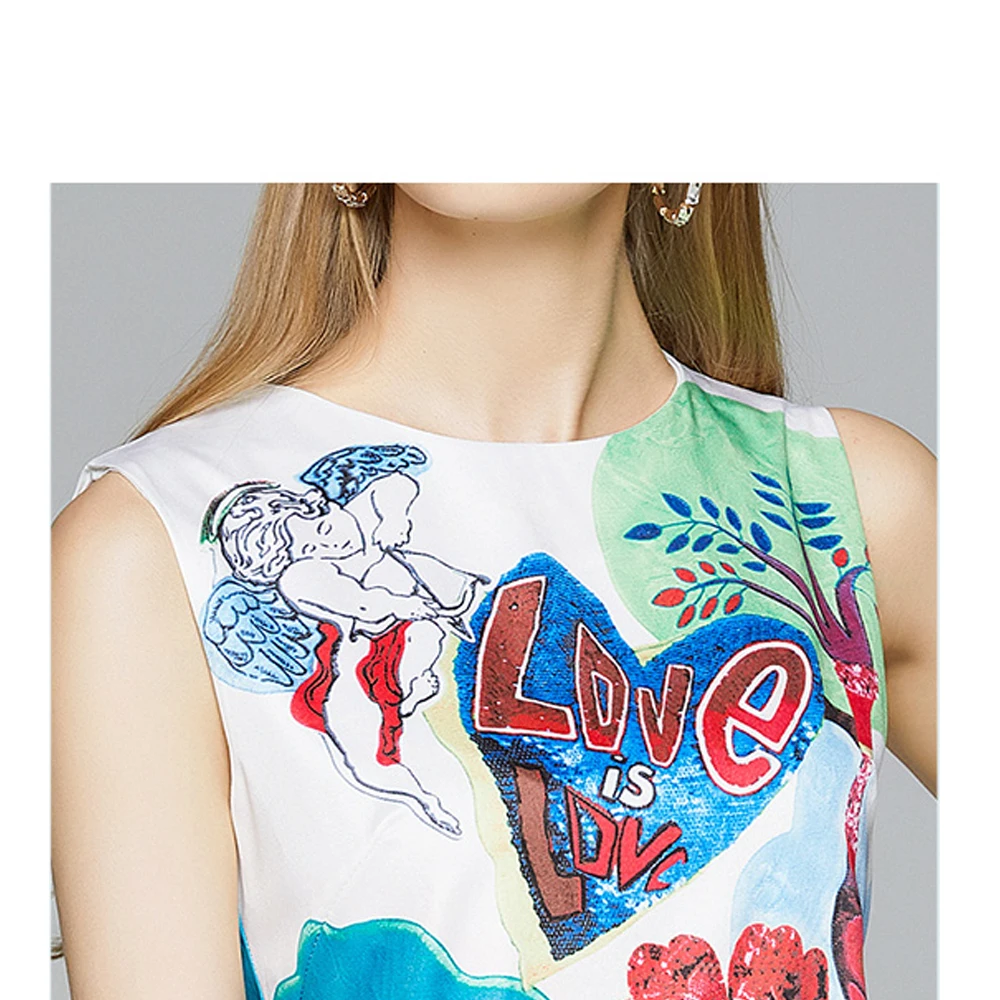 

Simgent Vintage Dress Women One Neck Sleeveless Printing Summer Beach Woman Dress Vestido De Mulher Robe Femme Jurken SG06124