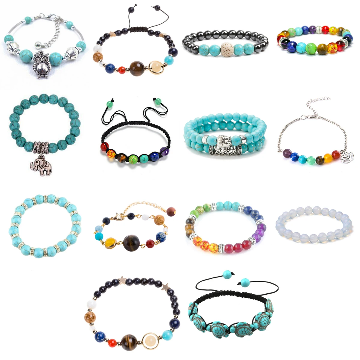 Разноцветные радужные 7 чакр блестящие бусины браслет для женщин и мужчин