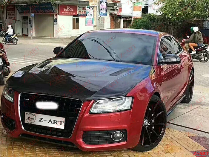 Z ART углеродное волокно капота двигателя для Audi A5 2008 2012 крышка автомобиля B8