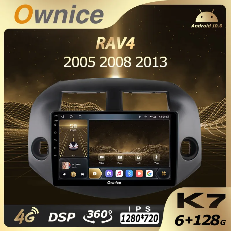 

K7 Ownice Android 10,0 6 г 128 Автомобиль Радио Стерео 360 панорамы для Toyota RAV4 2005 2008 2013 авто 1280*720 4 аппарат не привязан к оператору сотовой связи с функцией ...