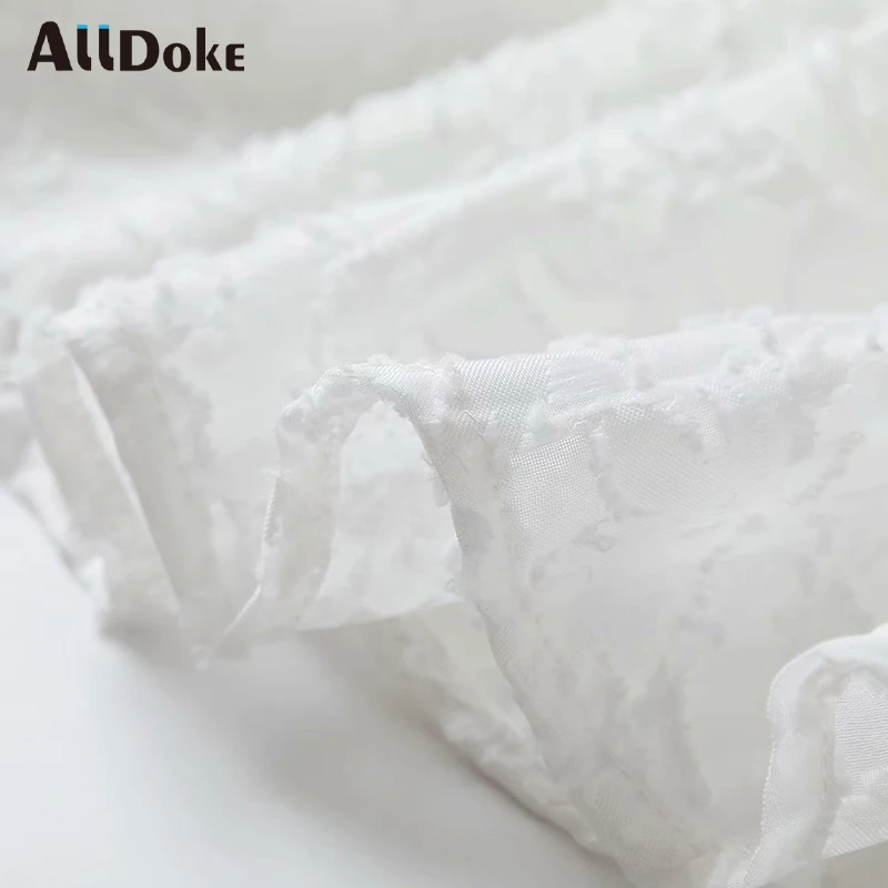 

ALLDOKE white casual embroidery women blouse summer o neck lantern sleeve tops shirt see through sexy blouse blusas mujer