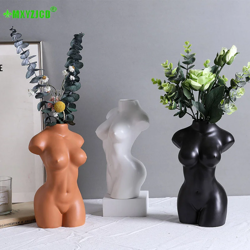 

Hot Selling Nordic Ceramic Body Art Vase Dried Flower Arrangement Plant Potted Balcony Home Decoration Ornaments