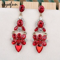 veyofun luxury crystal drop earrings vintage wedding bridal dangle earrings for women fashion jewelry gift