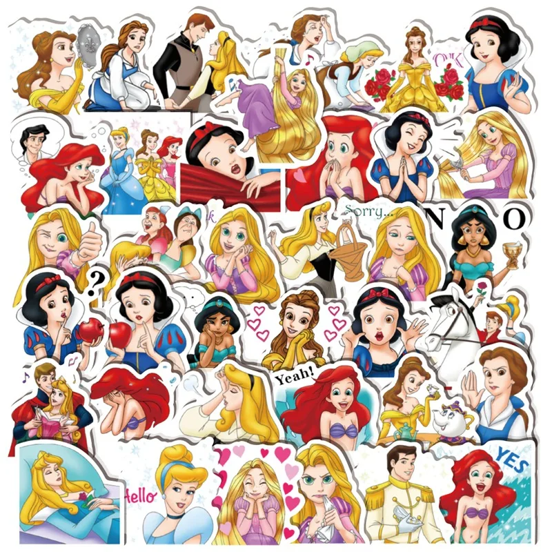 

40Pcs Disney Cartoon Stickers Princess Girl Book Helmet Notebook Loki Luggage Skateboard Motorcycle Stickers Laptop Pad Sticker