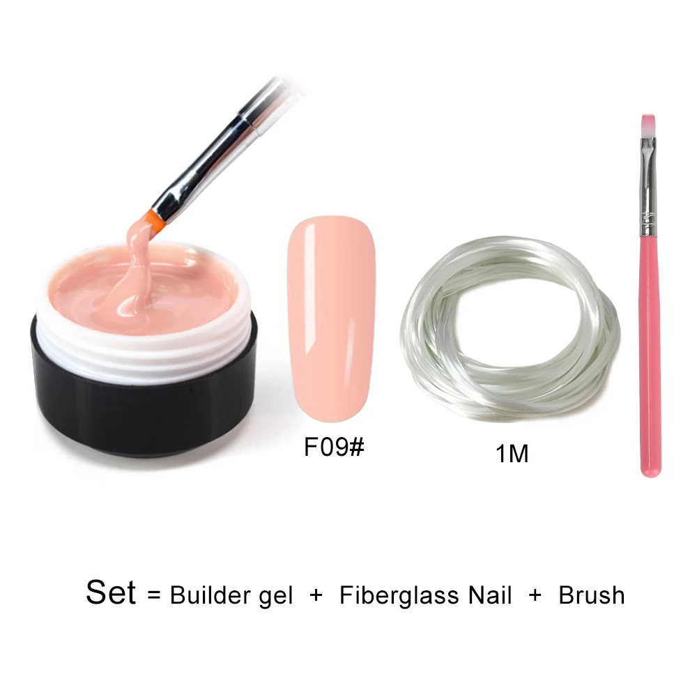 builder gel kit-F09 Полигель набор быстрое строительство кристалл ногтей Удлинительный УФ-гель лак полигель прозрачный розовый гель комплект лаков замочить от 15 мл - Цвет: builder gel kit-F09