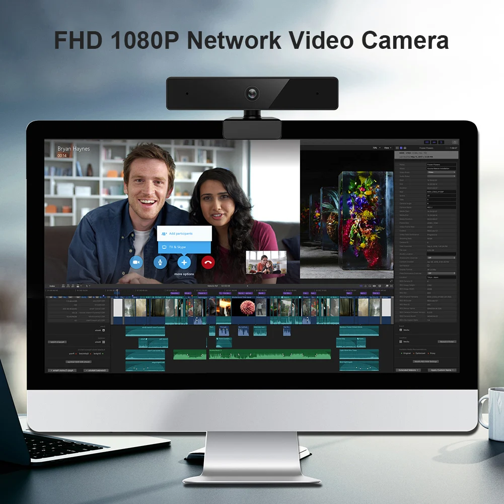 

Веб-камера FHD 1080P со встроенным микрофоном, USB